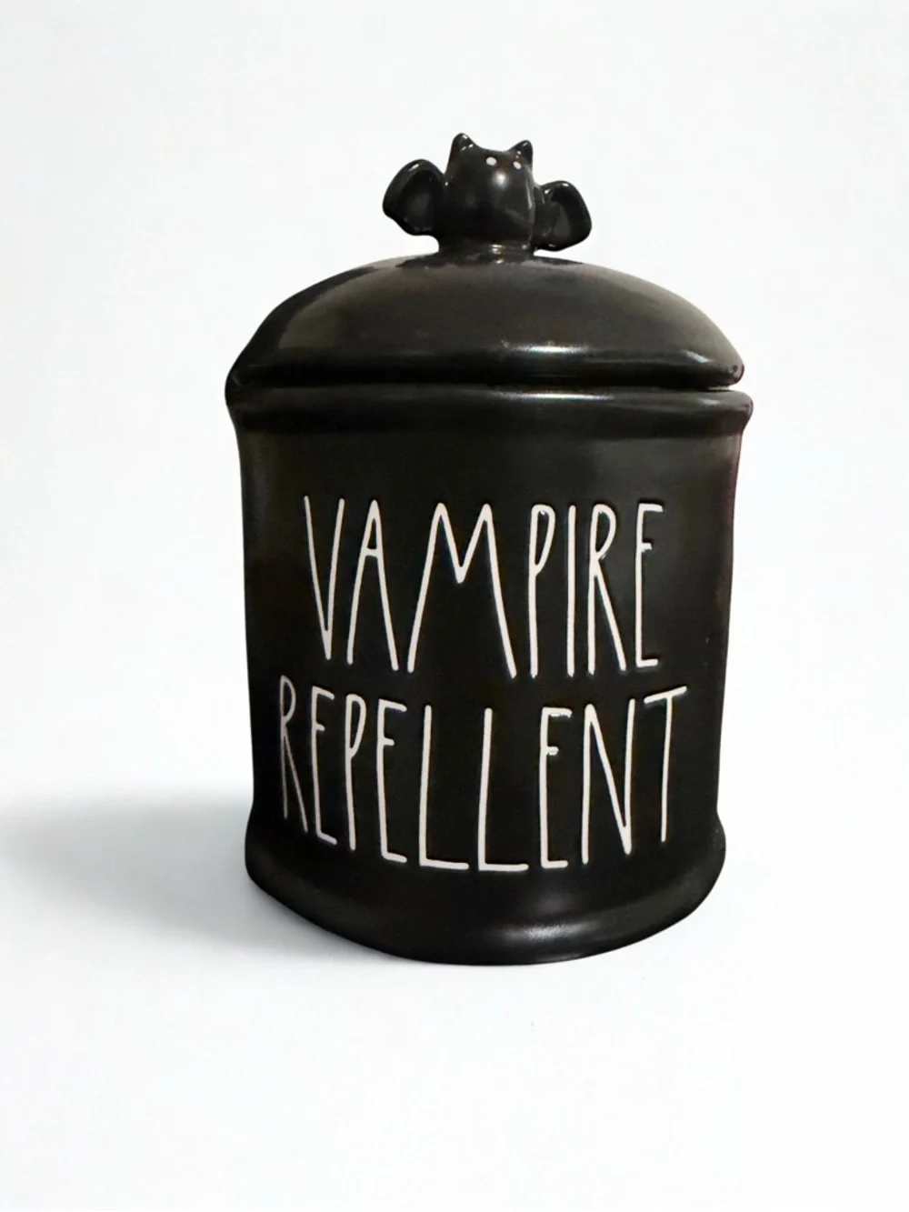 Rae Dunn Black 'Vampire Repellent' Canister